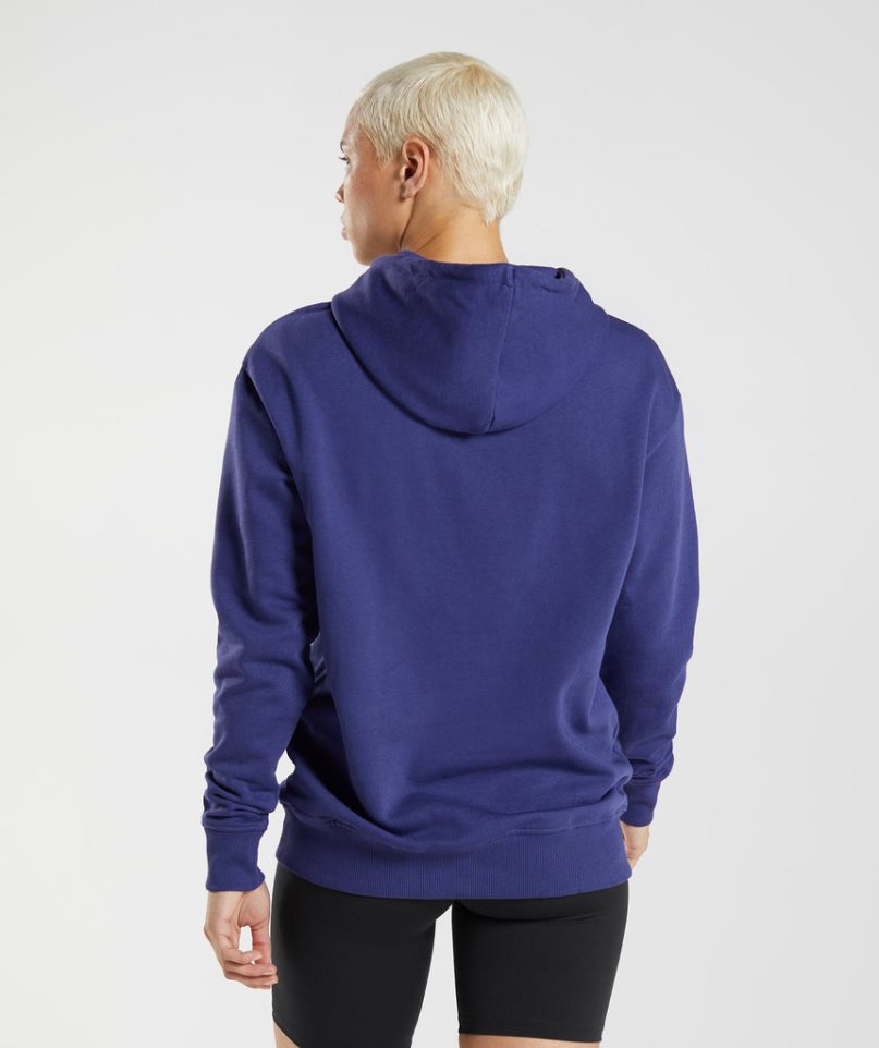 Women's Gymshark Training Boyfriend Hoodie Navy | CA 5D873N